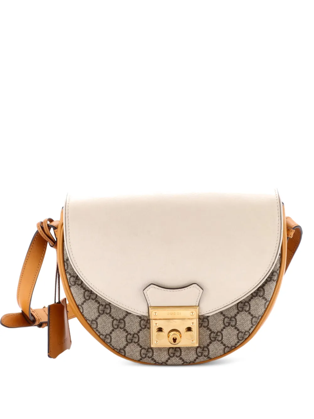 Gucci Pre-Owned Padlock Saddle Shoulder Bag GG Coated Canvas and Leather Small crossbody bag - Marrone