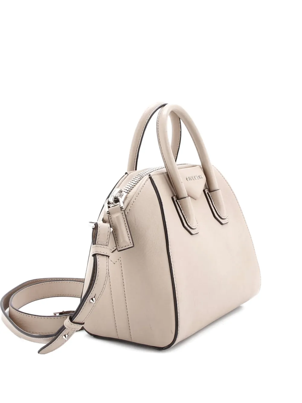 Pre-owned Givenchy Antigona Bag Leather Mini Crossbody Bag In Neutral