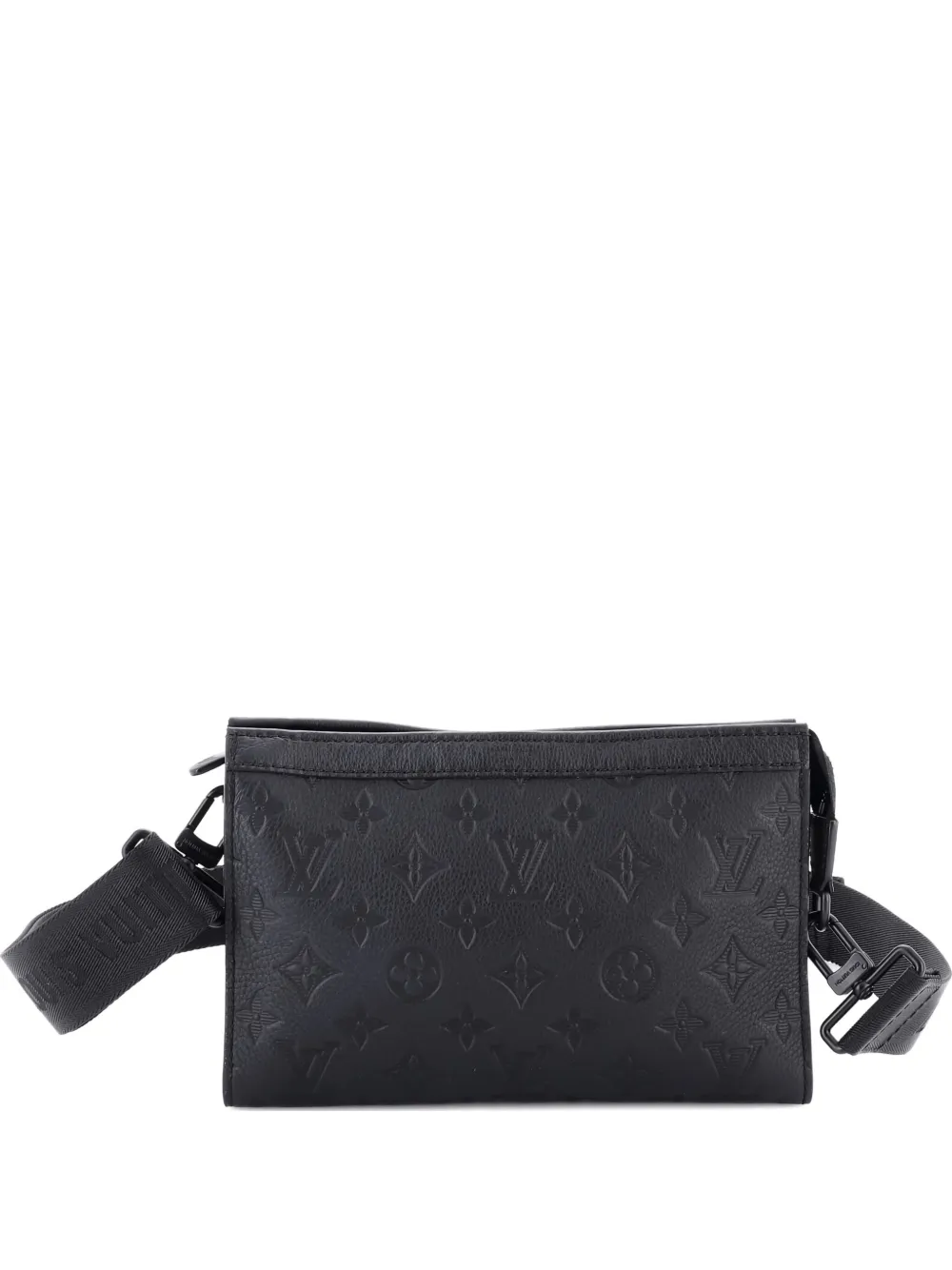 Pre-owned Louis Vuitton Gaston Wearable Wallet Monogram Shadow Leather Crossbody Bag In Black