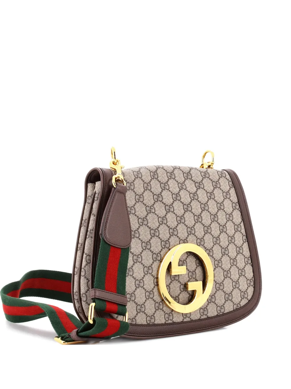 Pre-owned Gucci Blondie Nm Top Handle Bag Gg Coated Canvas Medium Satchel In Brown