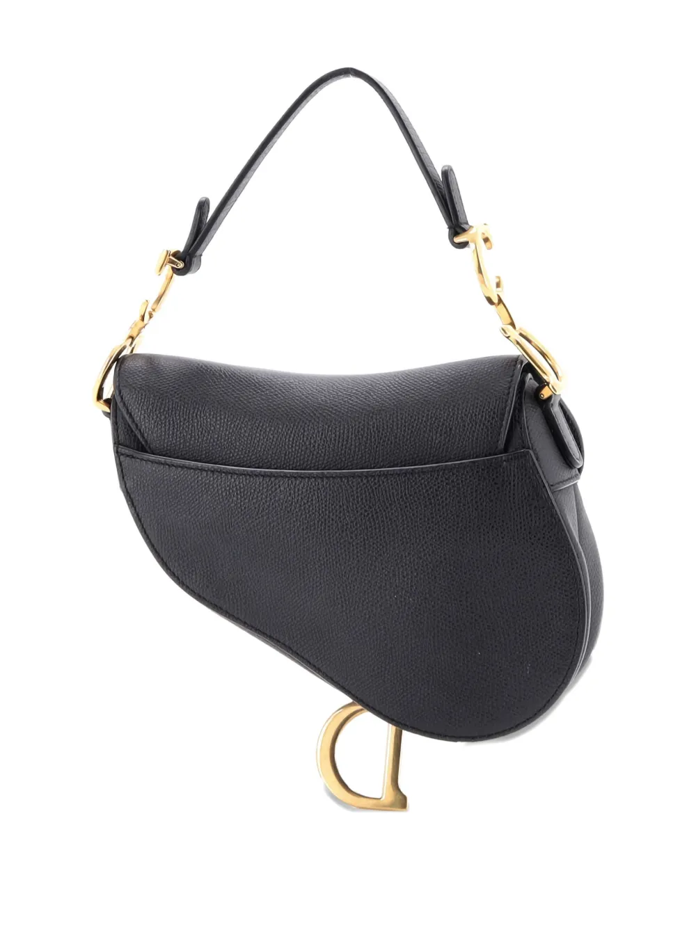 Pre-owned Dior Saddle Handbag Leather Mini Shoulder Bag In Black