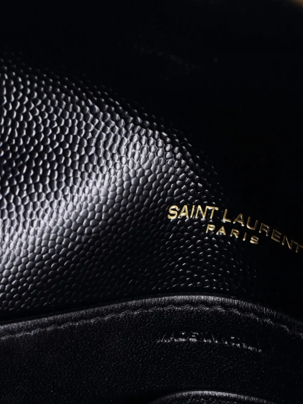 Pre-owned Saint Laurent Cassandra Chain Wallet Leather Mini Crossbody Bag In Black