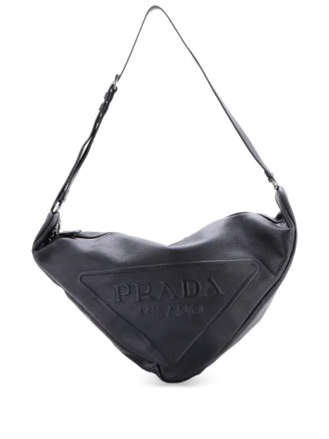 Prada Pre-Owned Triangle Logo Zip Messenger Leather Large crossbody bag