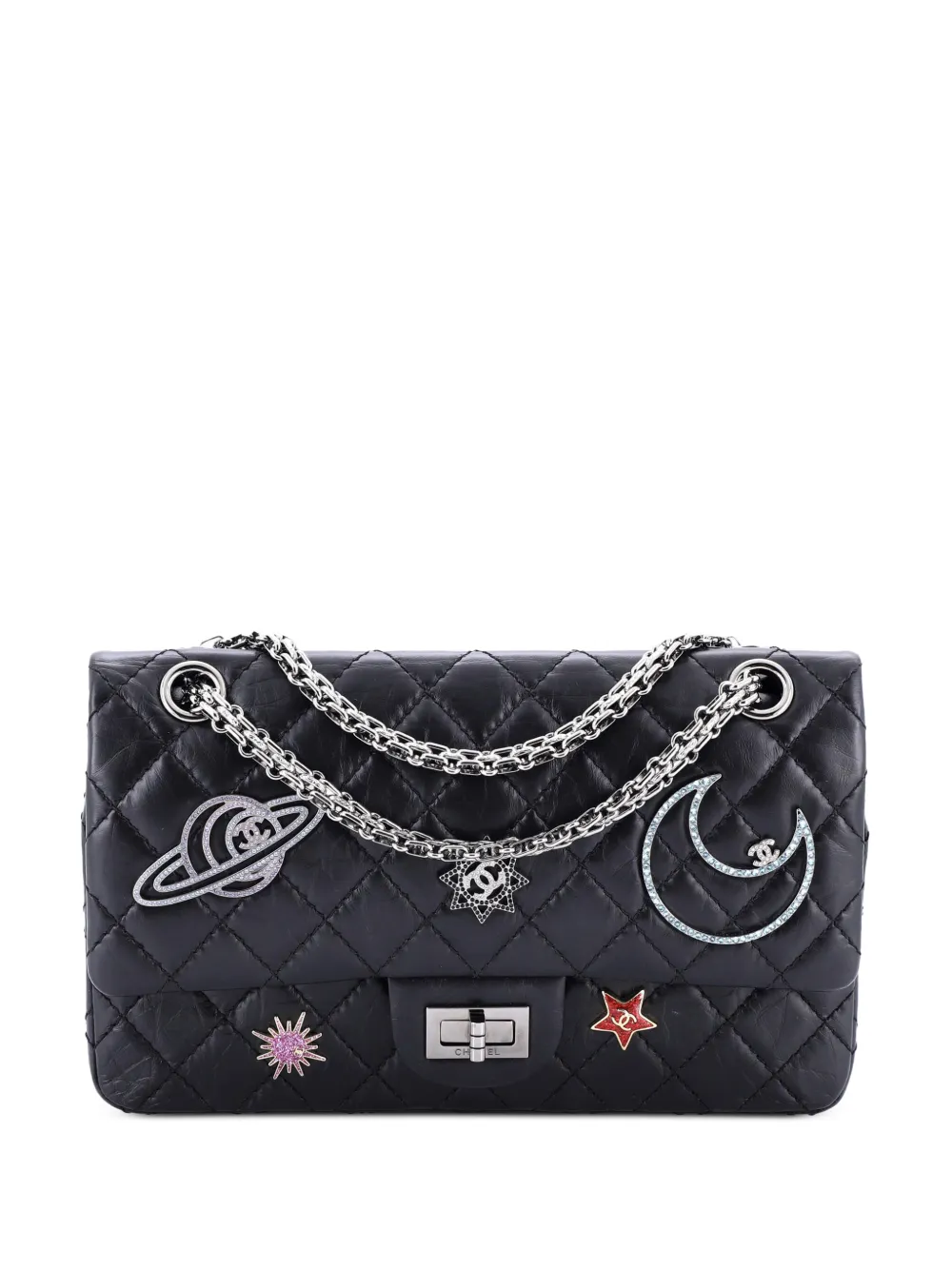 CHANEL Pre-Owned Space Charms Reissue 2.55 Flap Bag Quilted Aged Calfskin 225 shoulder bag - Nero