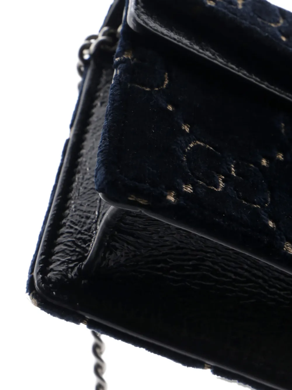 Pre-owned Gucci Dionysus Bag Gg Velvet Super Mini Crossbody Bag In Blue