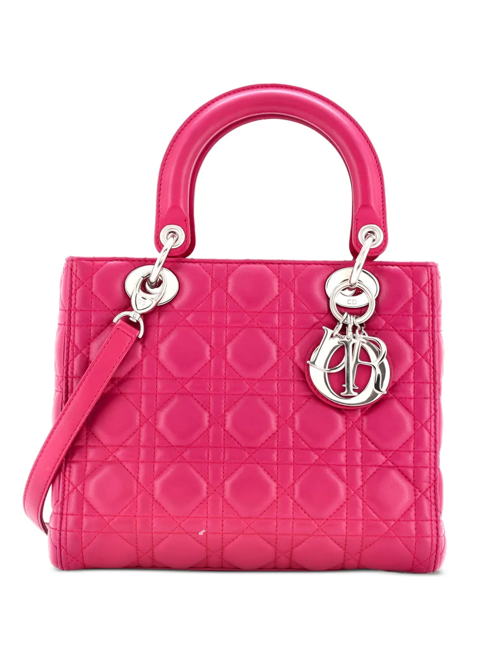 Christian Dior Pre-Owned Lady Dior Bag Cannage Quilt Lambskin Medium satchel - Rosa