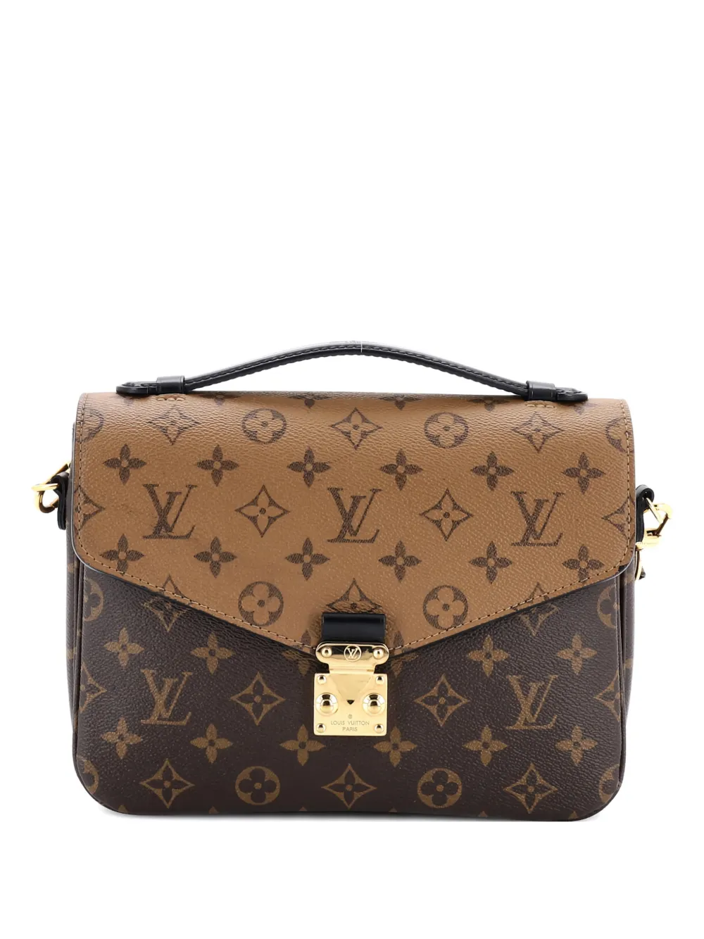 Pre-owned Louis Vuitton Pochette Metis Reverse Monogram Canvas Crossbody Bag In Brown