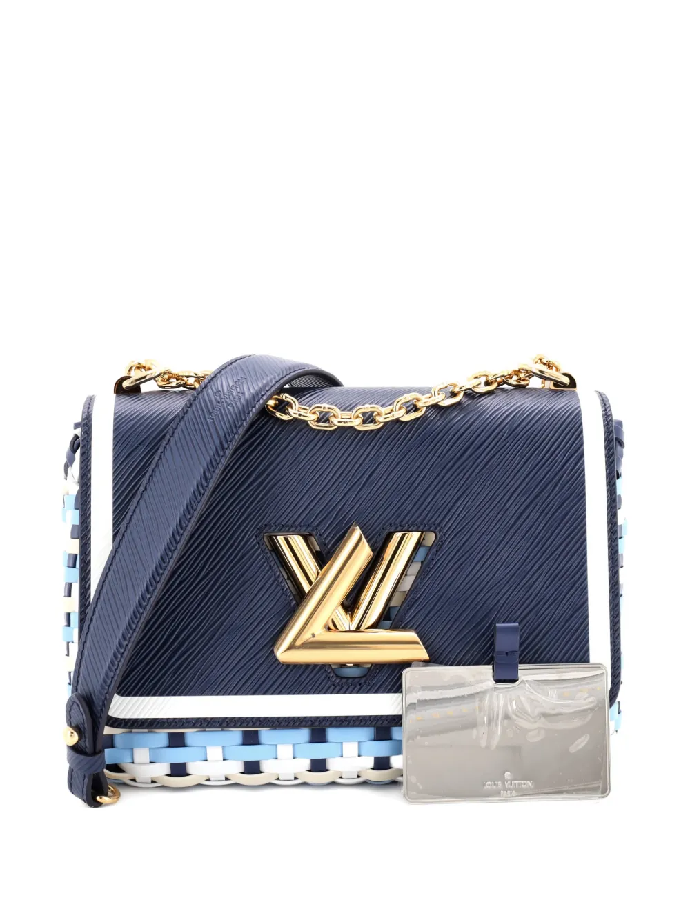 Pre-owned Louis Vuitton Twist Guinguette Handbag Epi And Braided Leather Mm Crossbody Bag In Blue