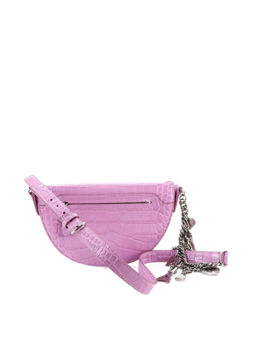 Pre-owned Balenciaga Souvenir Crocodile Embossed Leather Xxs Belt Bag In Purple