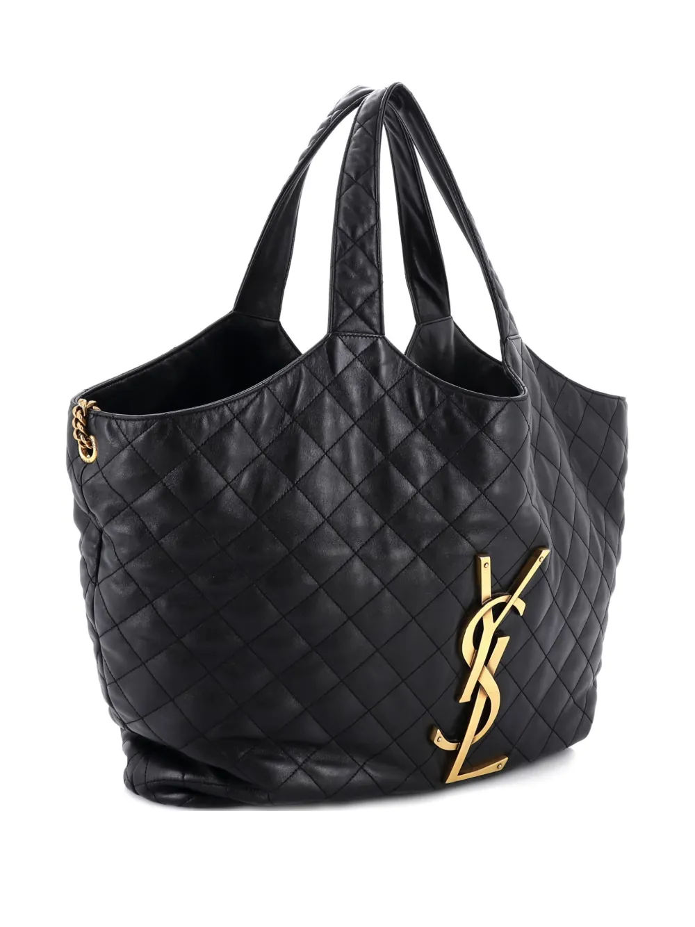 Pre-owned Saint Laurent Icare Shopping Quilted Leather Maxi Tote Bag In Black