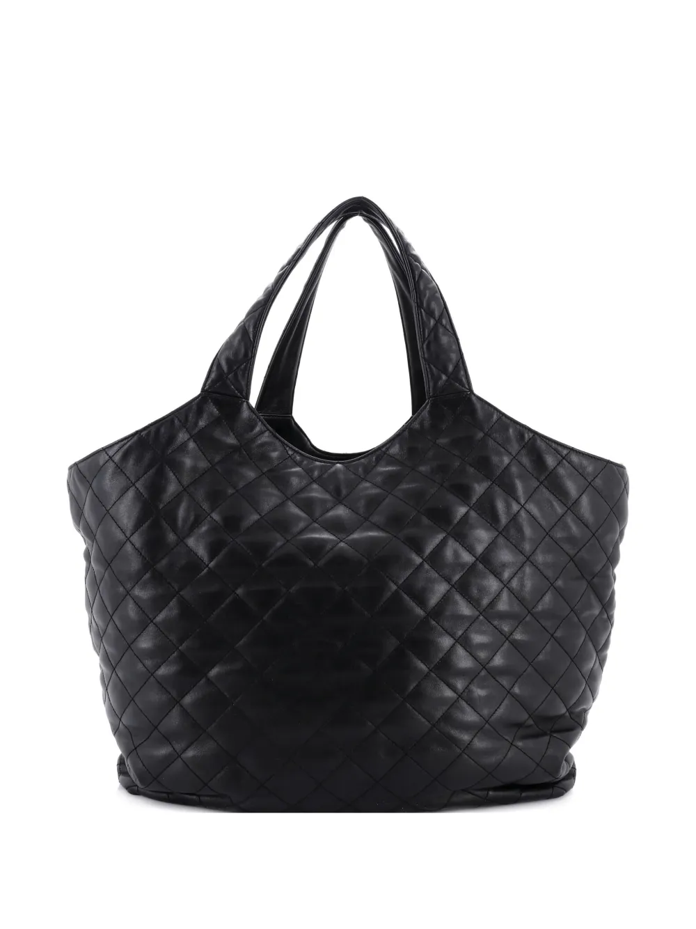 SAINT LAURENT Pre-owned Icare Shopping Quilted Leather Maxi Tote Bag In Black