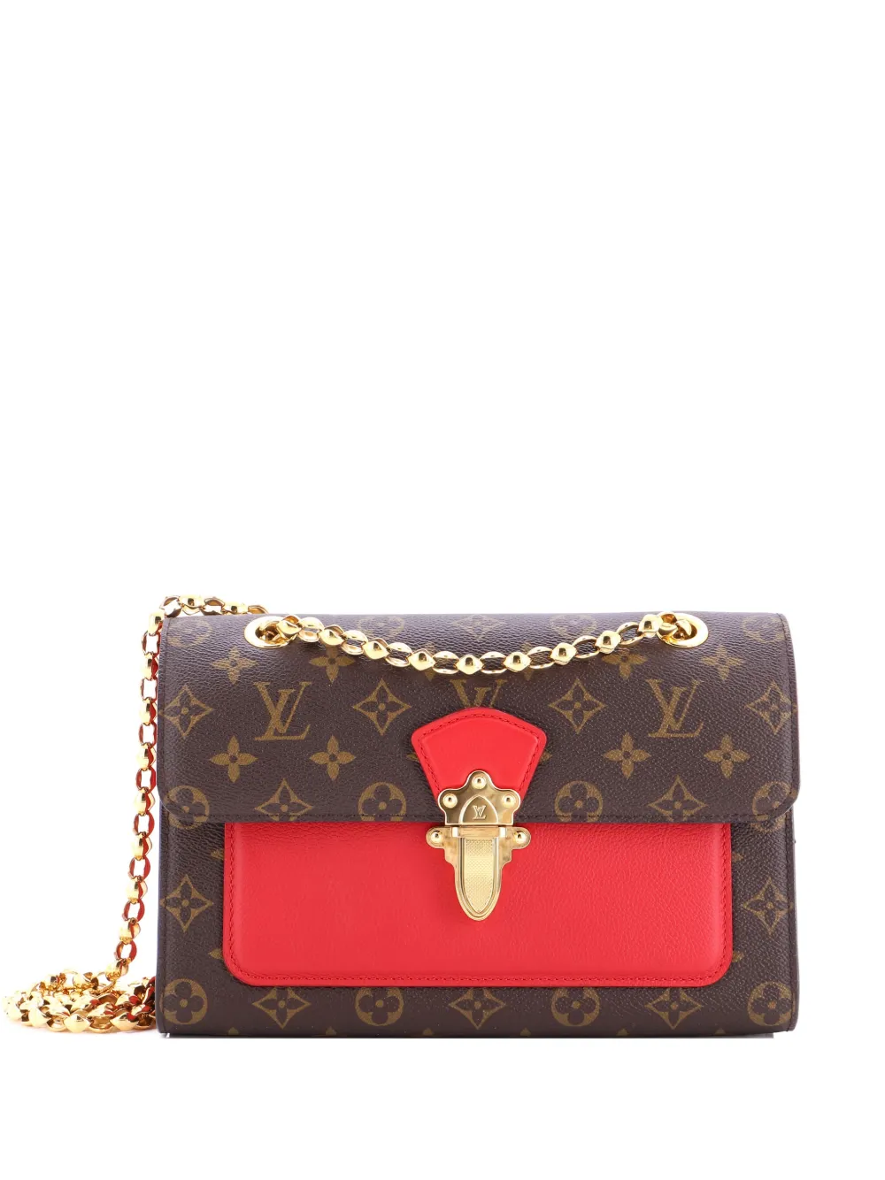 Pre-owned Louis Vuitton Victoire Handbag Monogram Canvas And Leather Shoulder Bag In Brown