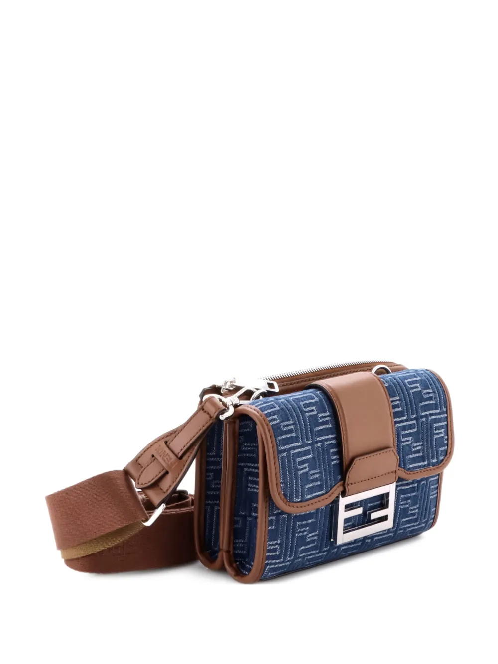 Fendi Pre-Owned Double Baguette Zucca Denim and Leather crossbody bag | Pre-Owned | Image 2