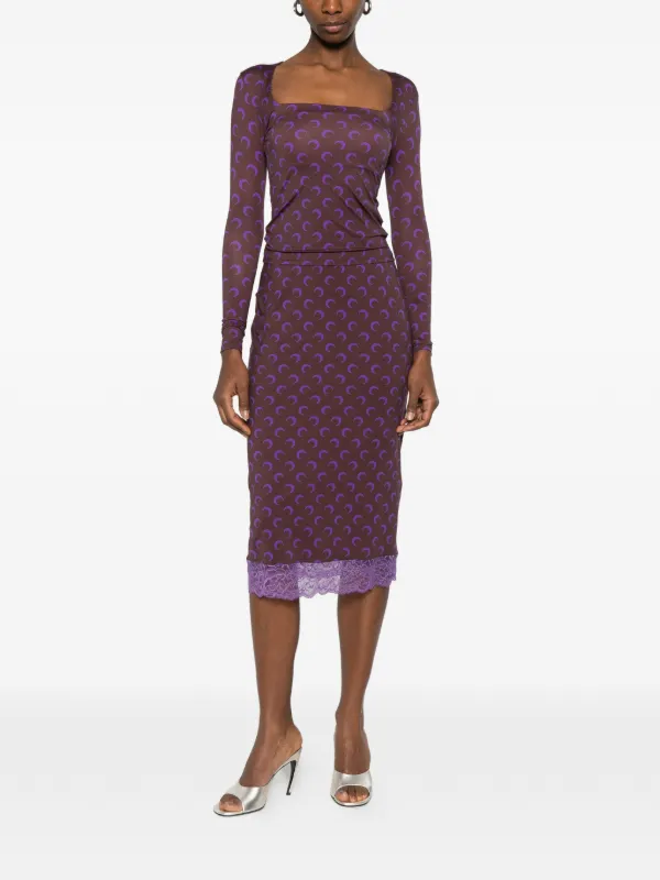 Marine Serre moon-print square-neck Top | Brown | FARFETCH