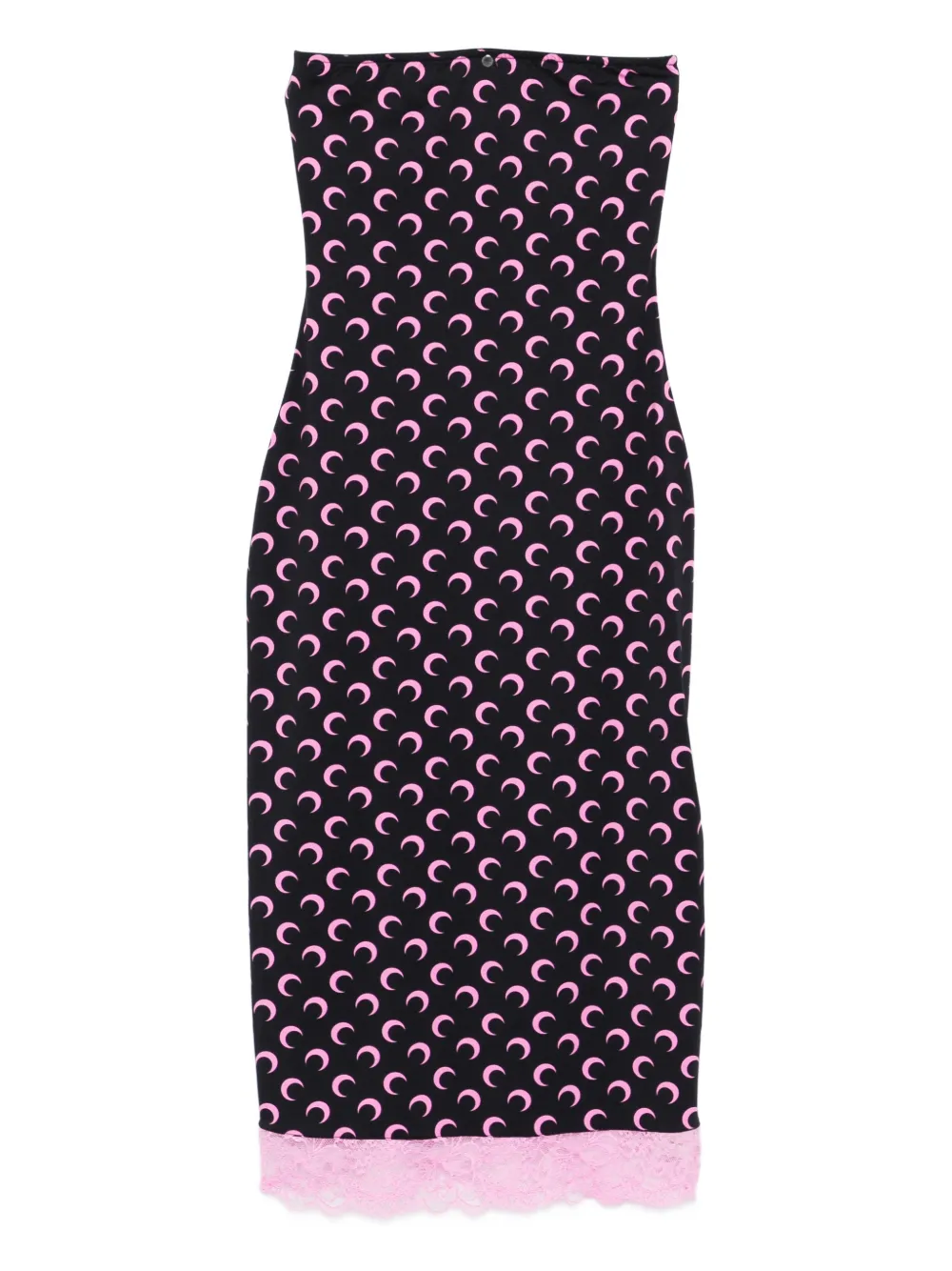 Marine Serre Moon-print Lace-trim Midi Dress In Multi