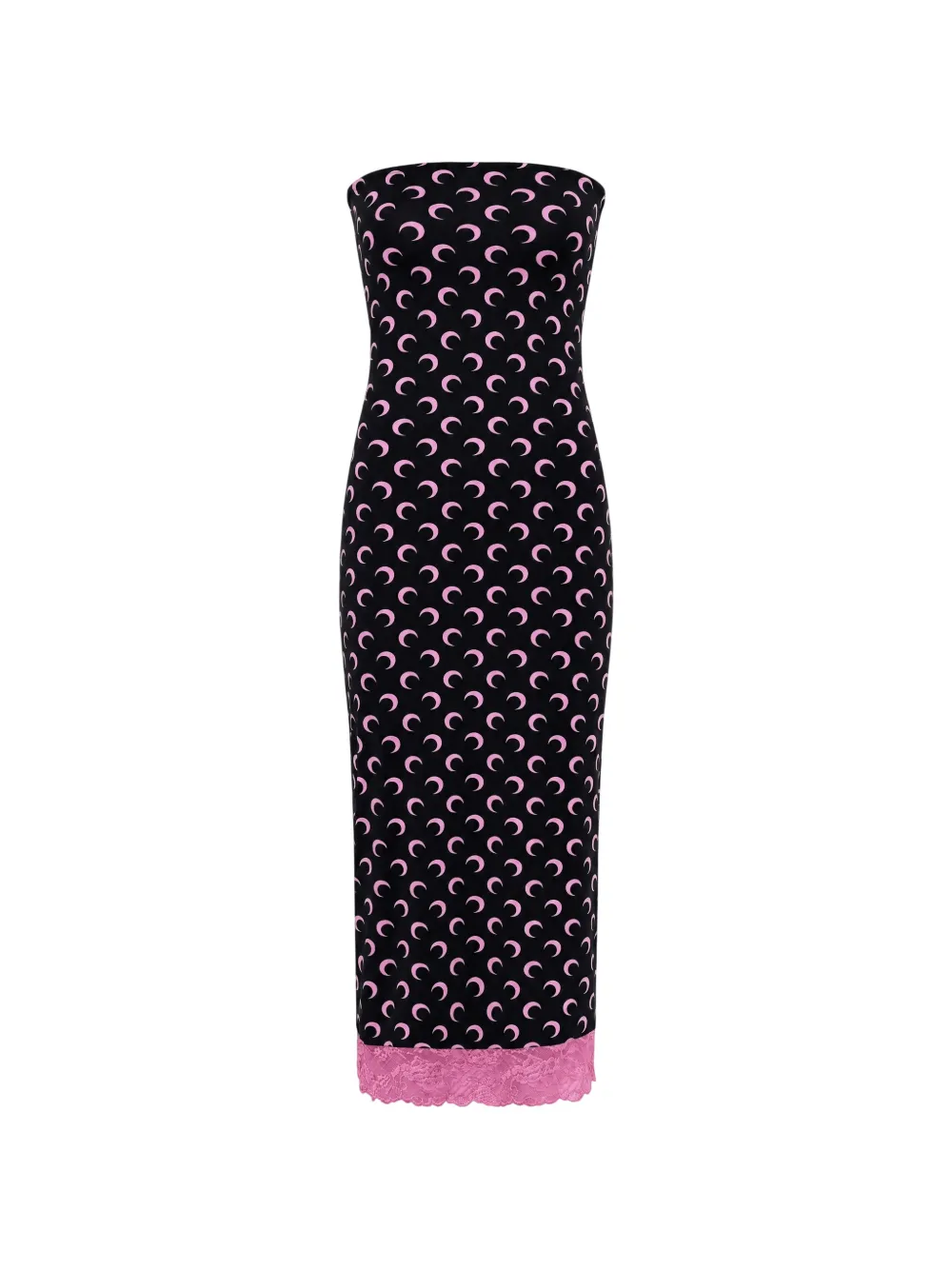 Marine Serre moon-print lace-trim midi dress