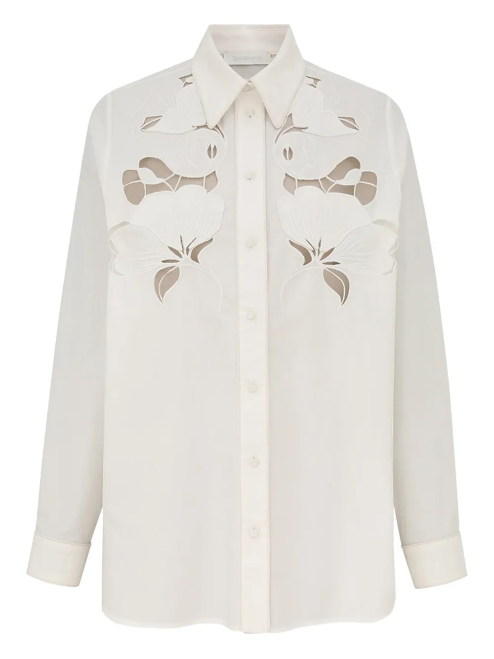 Zimmermann Flower-embroidered Shirt In White