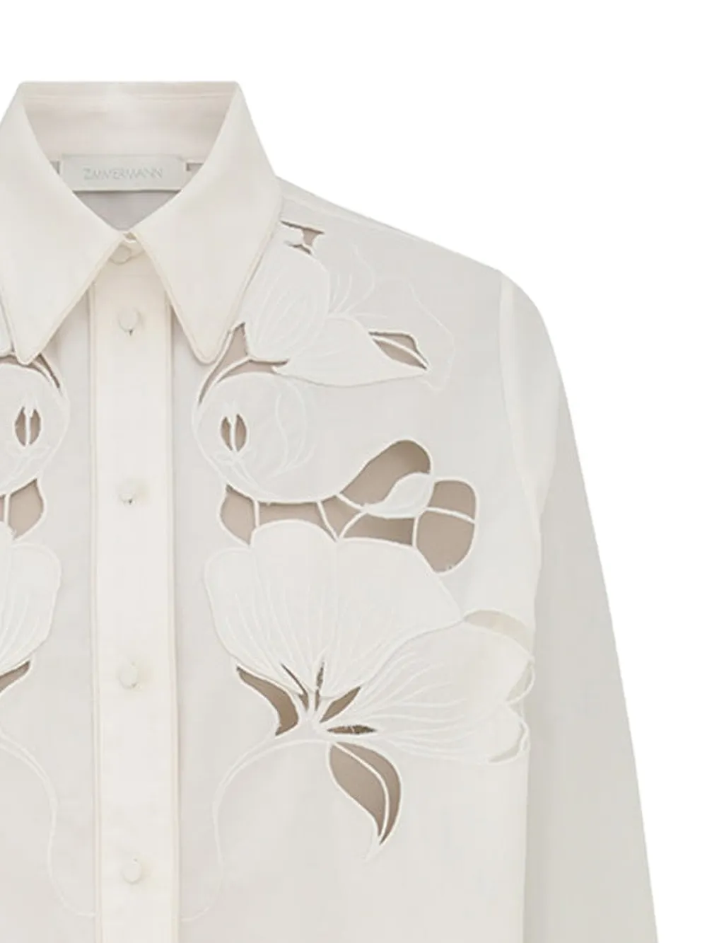 ZIMMERMANN Overhemd met geborduurde bloemen Wit