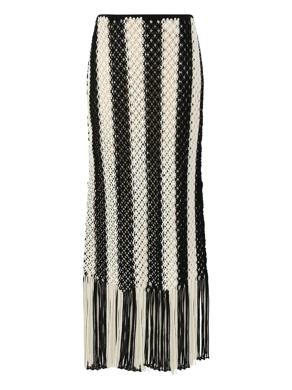Zimmermann Macramé-fabric Fringed-hem Maxi Skirt In Neutral