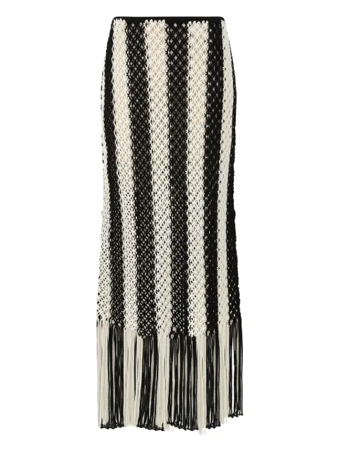 ZIMMERMANN macramé-fabric fringed-hem maxi skirt