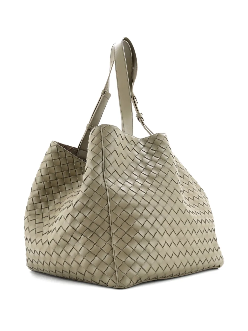 Pre-owned Bottega Veneta Cube Intrecciato Nappa Tote Bag In Green