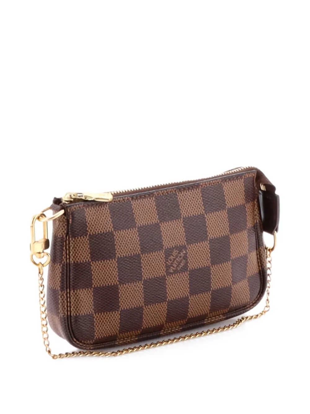 Pre-owned Louis Vuitton Pochette Accessoires Damier Mini Clutch Bag In Brown
