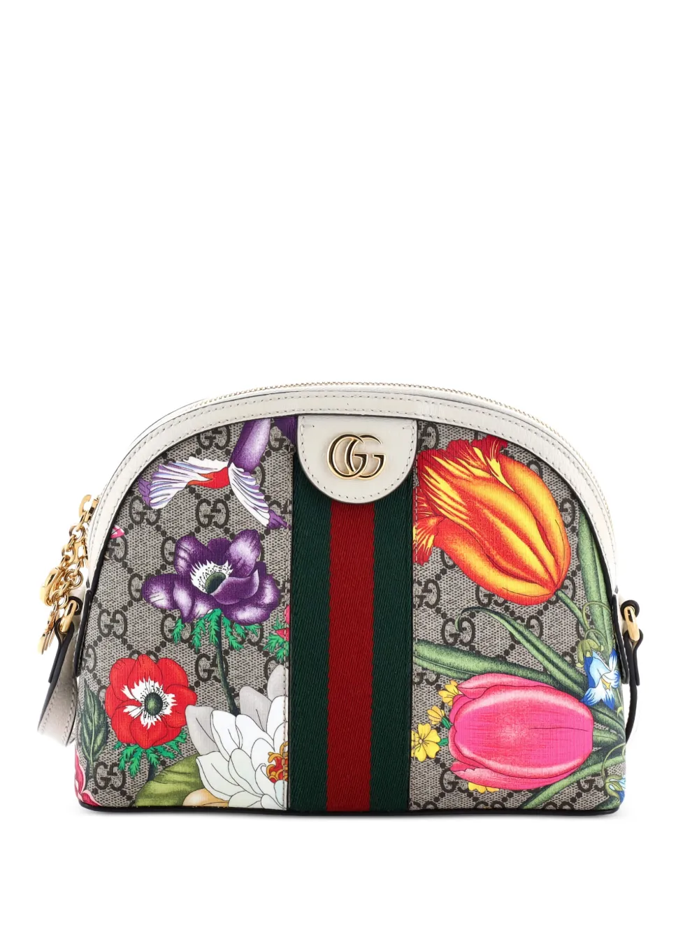 Gucci Pre-Owned Ophidia Dome Shoulder Bag Flora GG Coated Canvas Small crossbody bag - Marrone