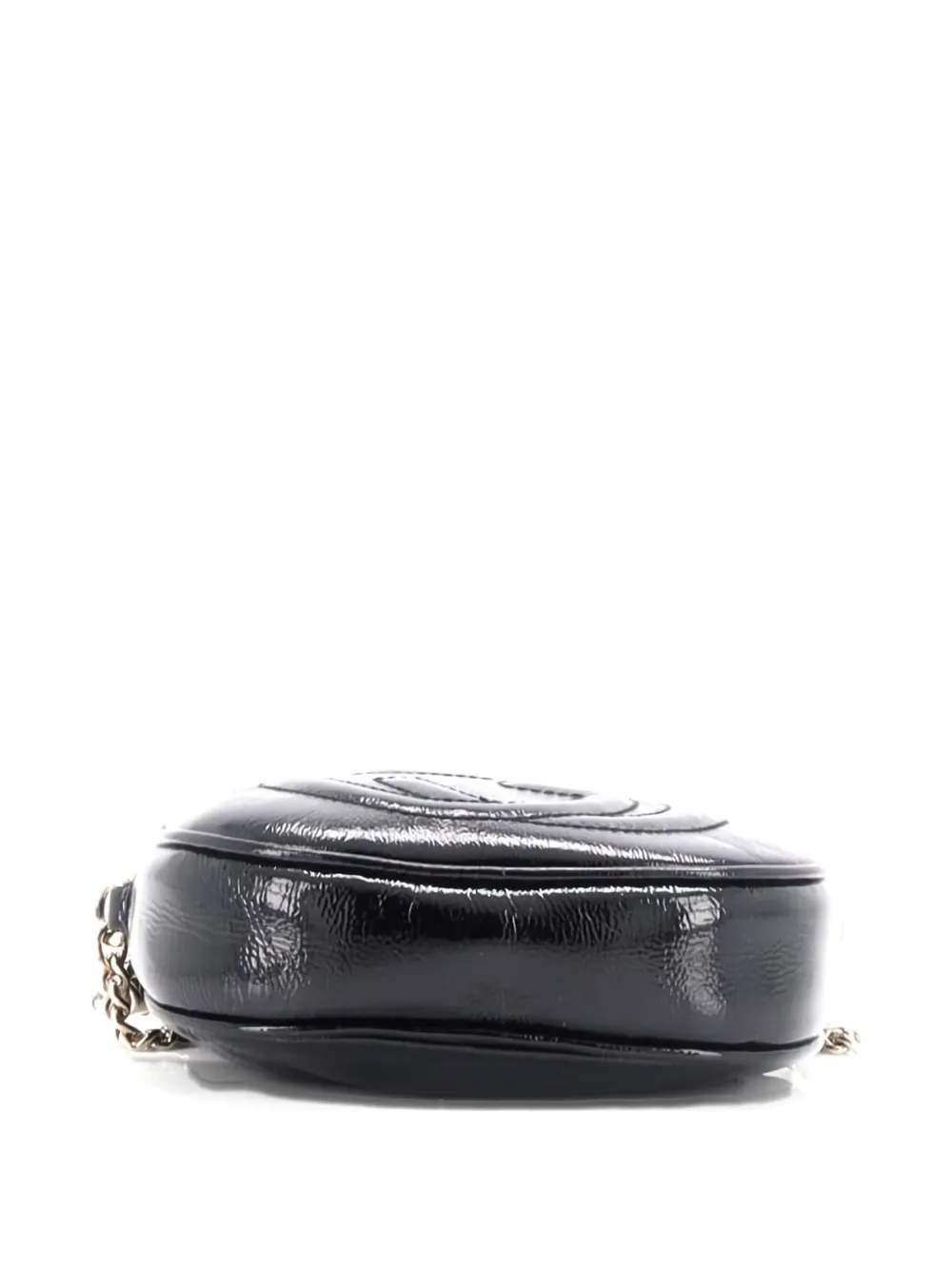 Pre-owned Gucci Soho Chain Bag Patent Mini Crossbody Bag In Black