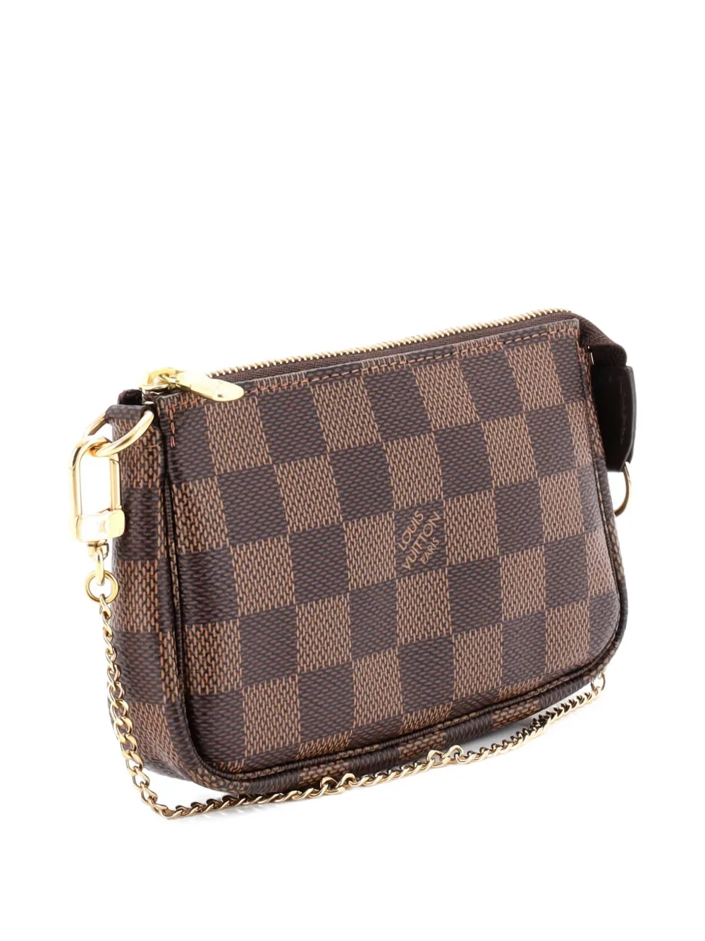 Pre-owned Louis Vuitton Pochette Accessoires Damier Mini Clutch Bag In Brown
