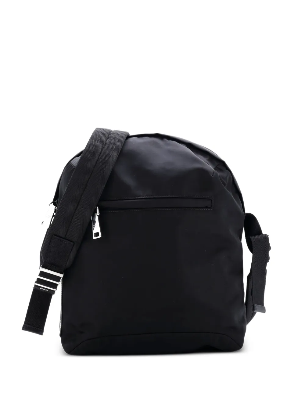 Prada Pre-Owned Logo Patch Zip Messenger Bag Tessuto Medium crossbody bag - Nero