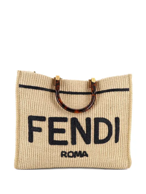Fendi Pre-Owned Sunshine Shopper Woven Raffia Medium tote bag