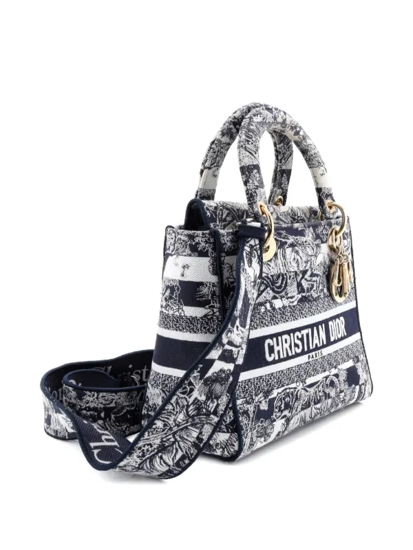 Christian Dior Pre-Owned Lady D-Lite Bag Embroidered Canvas Medium