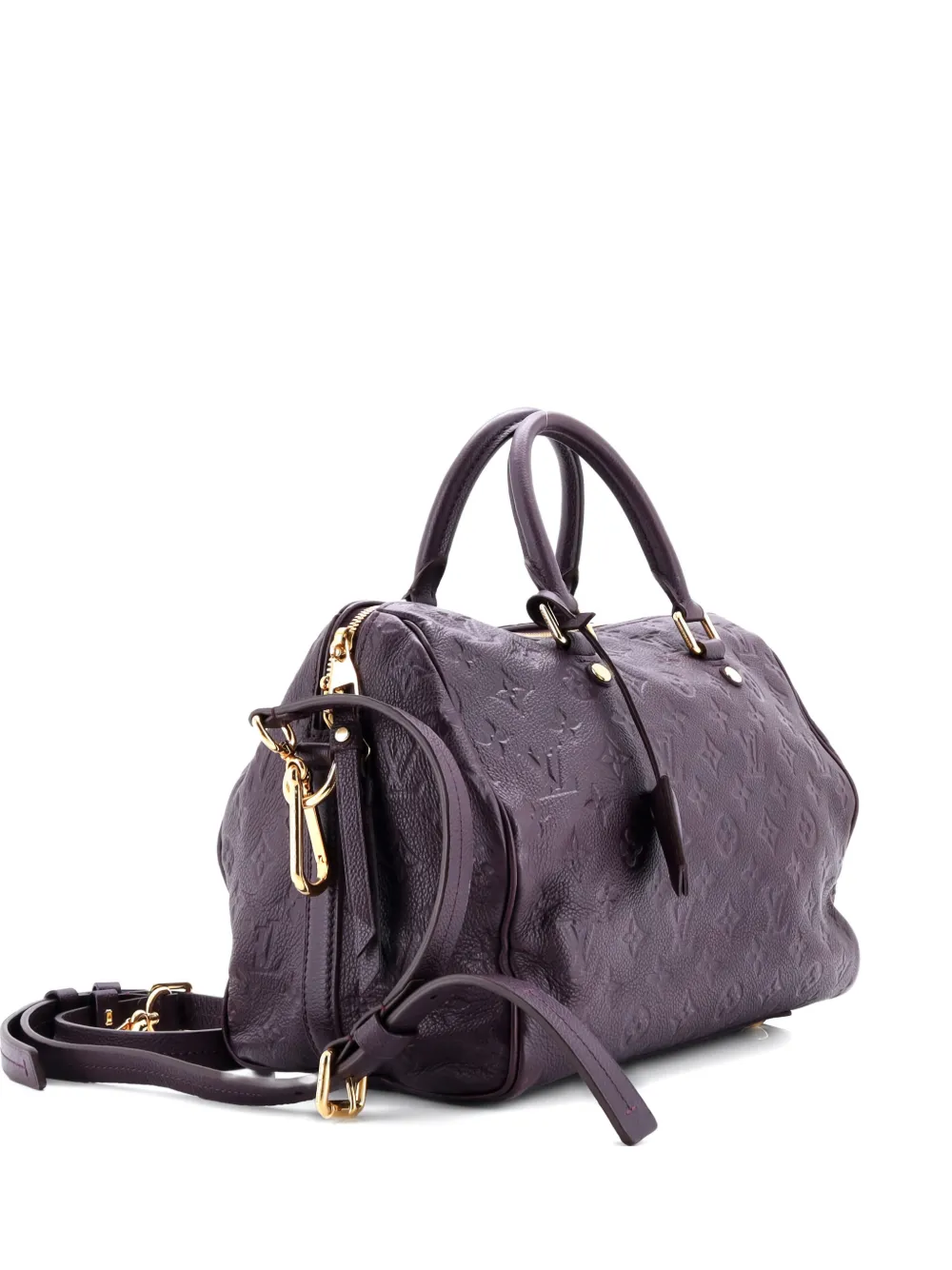 Pre-owned Louis Vuitton Speedy Bandouliere Bag Monogram Empreinte Leather 30 Satchel In Red