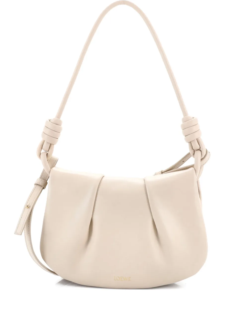 Pre-owned Loewe Paseo Leather Shoulder Bag In Neutral