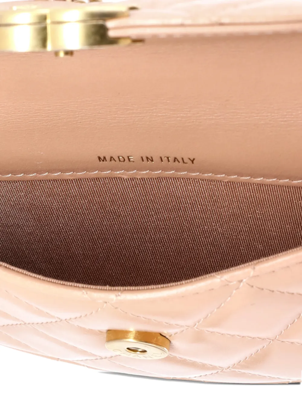 CHANEL Pre-owned Perfect Fit Flap Coin Purse With Chain Quilted Calfskin Clutch Bag In Neutral