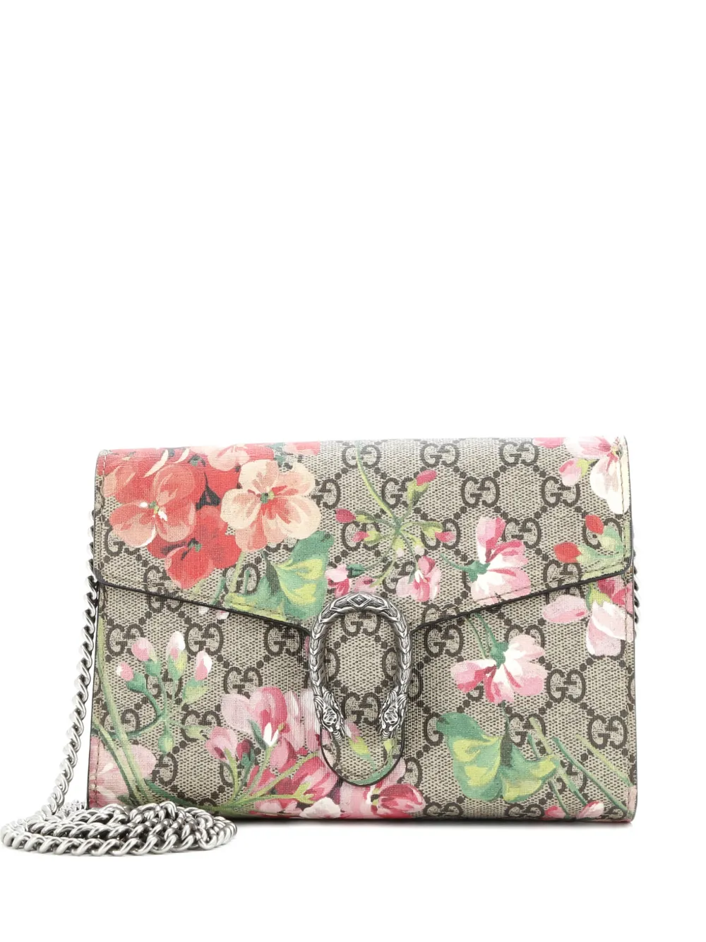 Gucci Pre-Owned Dionysus Chain Wallet Blooms Print GG Coated Canvas Small crossbody bag - Marrone