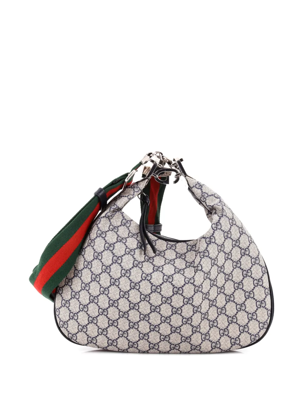 Pre-owned Gucci Attache Shoulder Bag Gg Coated Canvas Medium Hobo Bag In Blue