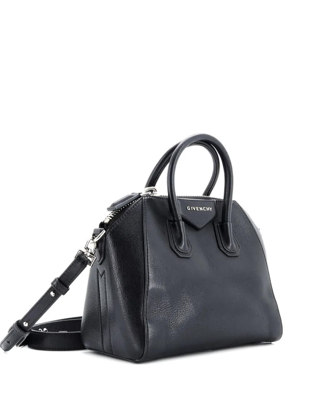 Pre-owned Givenchy Antigona Bag Leather Mini Crossbody Bag In Black