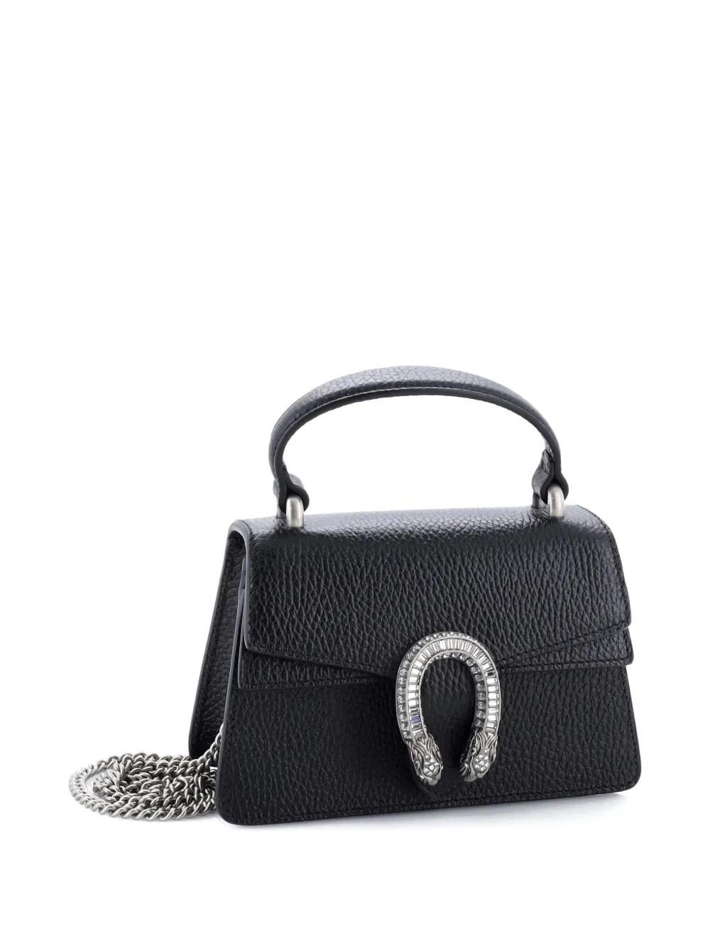 GUCCI Pre-owned Dionysus Top Handle Bag Leather With Crystals Mini Satchel In Black