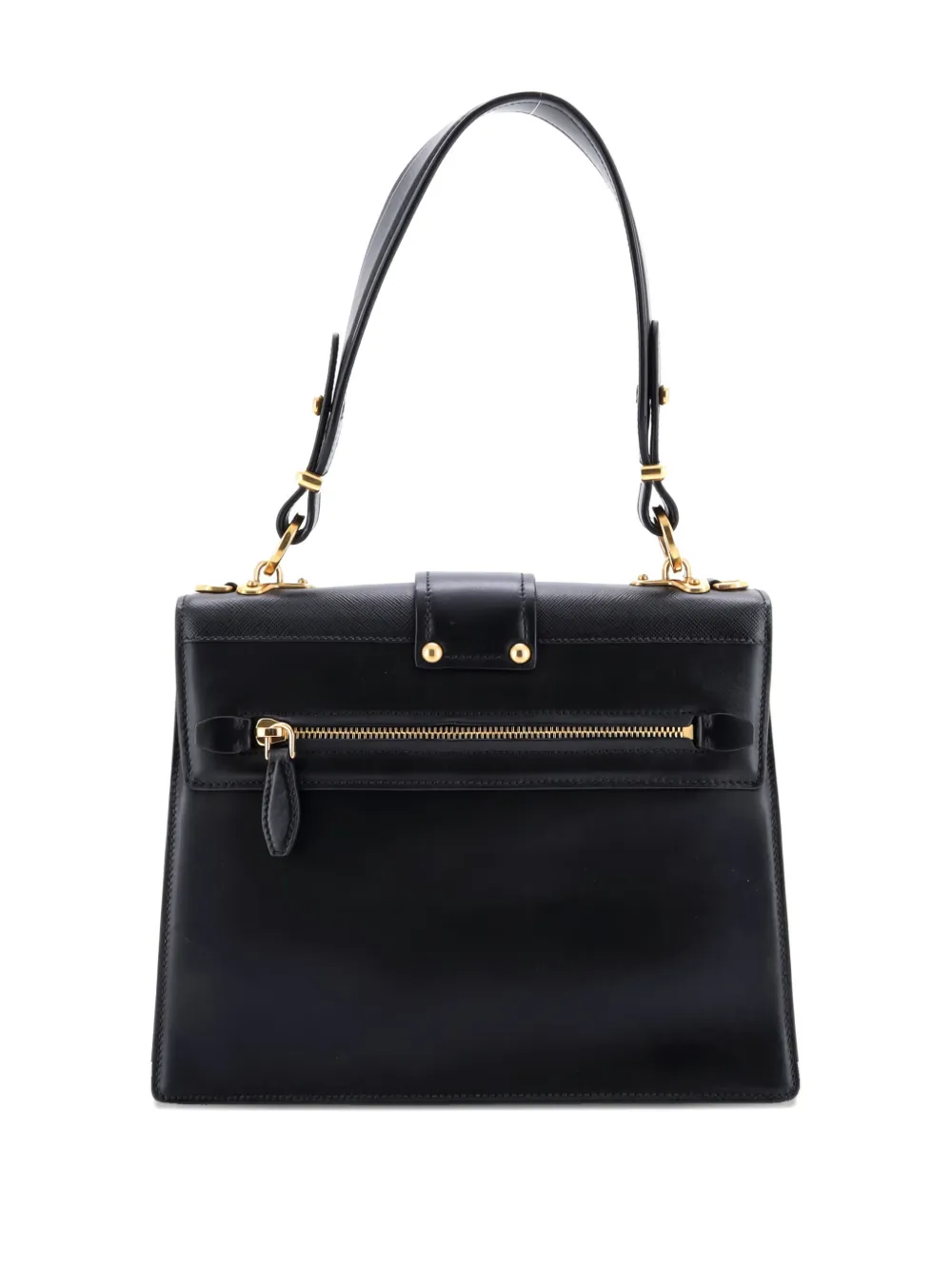 Pre-owned Prada Cahier Convertible City Calf And Saffiano Medium Shoulder Bag In Black