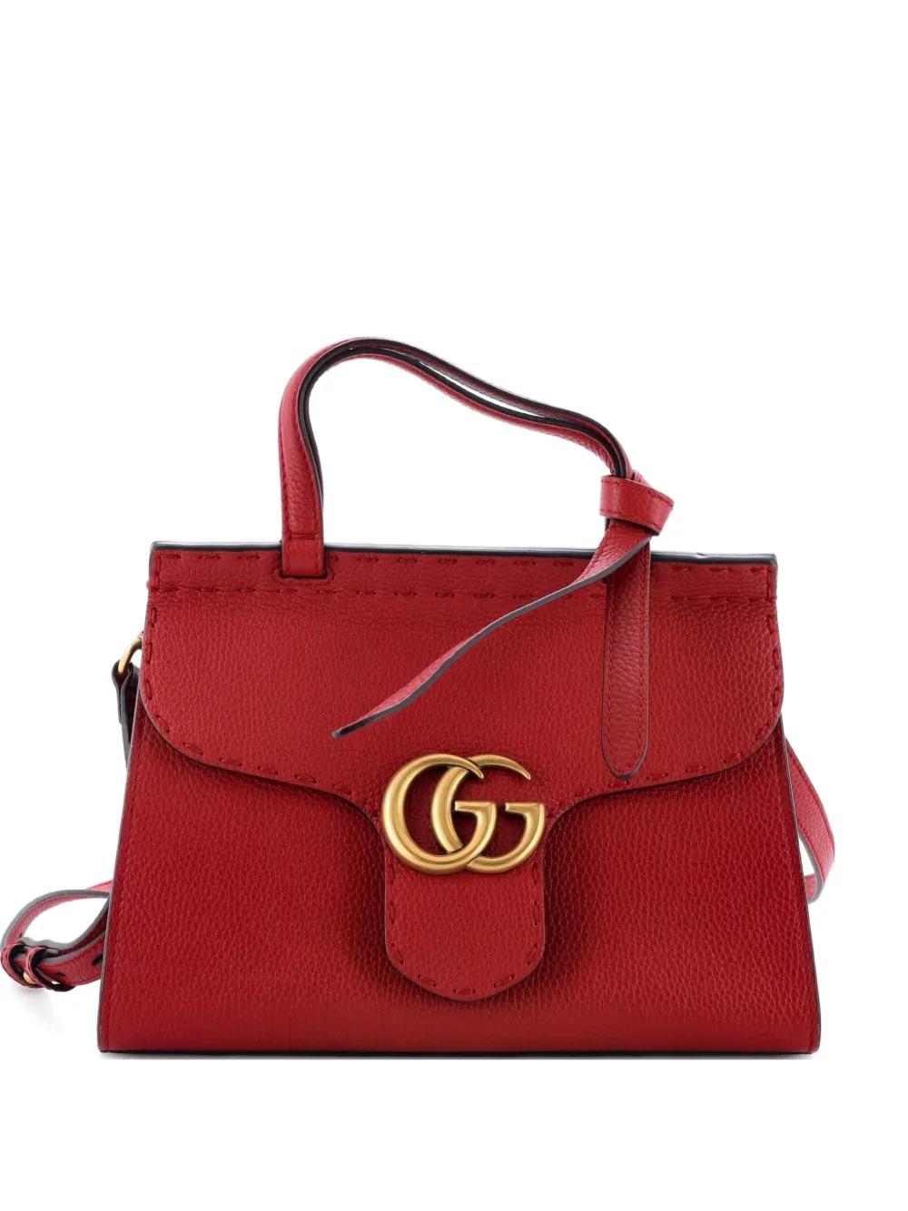 Gucci Pre-Owned GG Marmont Top Handle Bag Leather Mini satchel - Rosso