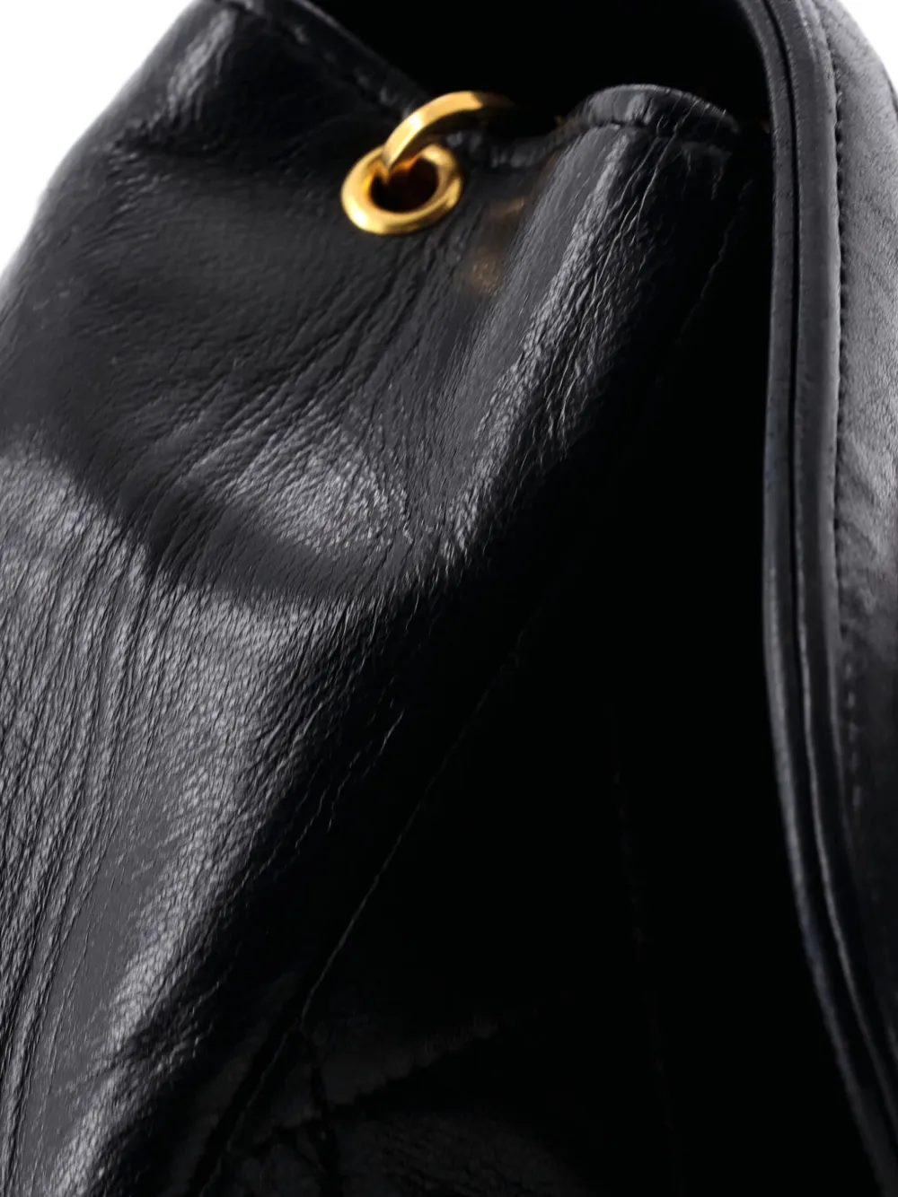 Pre-owned Chanel Cc Chain Flap Bag Quilted Lambskin Small Crossbody Bag In Black