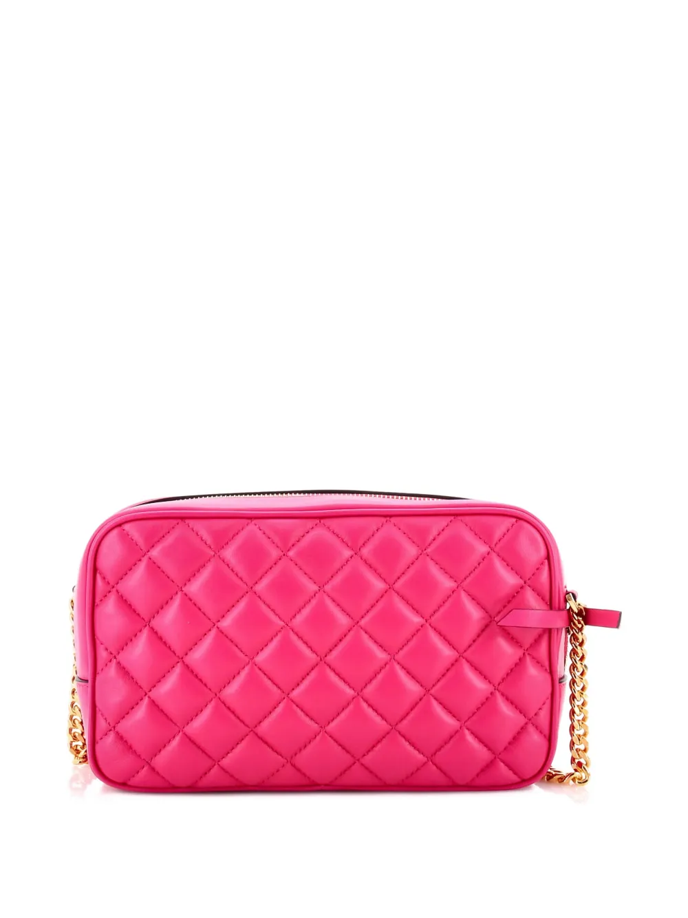  Versace Pre-owned Medusa Icon Front Slip Pocket Camera Bag Quilted Leather Medium Crossbody Bag - Pink 