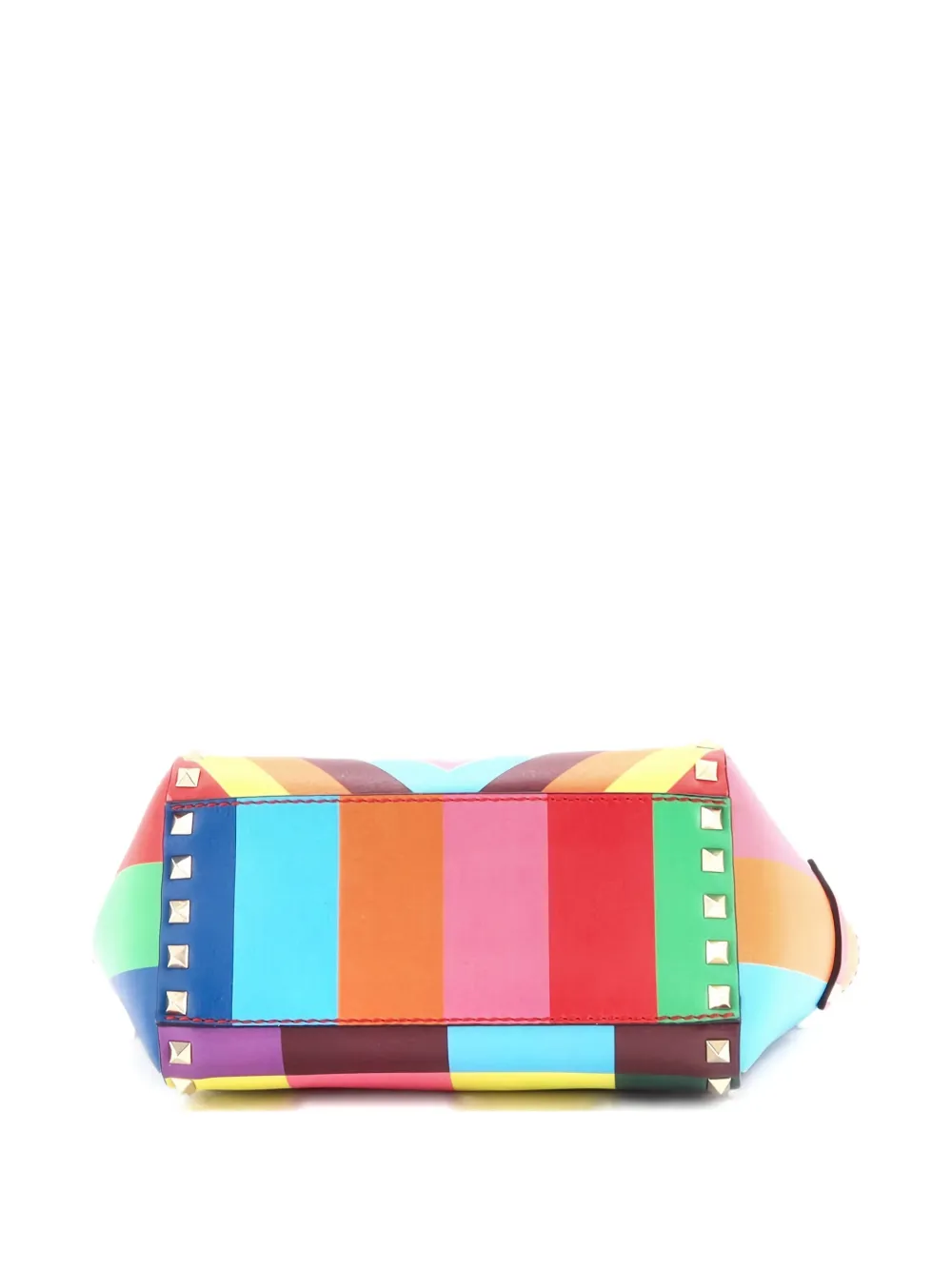 VALENTINO GARAVANI Pre-owned 1973 Rockstud Rigid Leather Mini Tote Bag In Multi