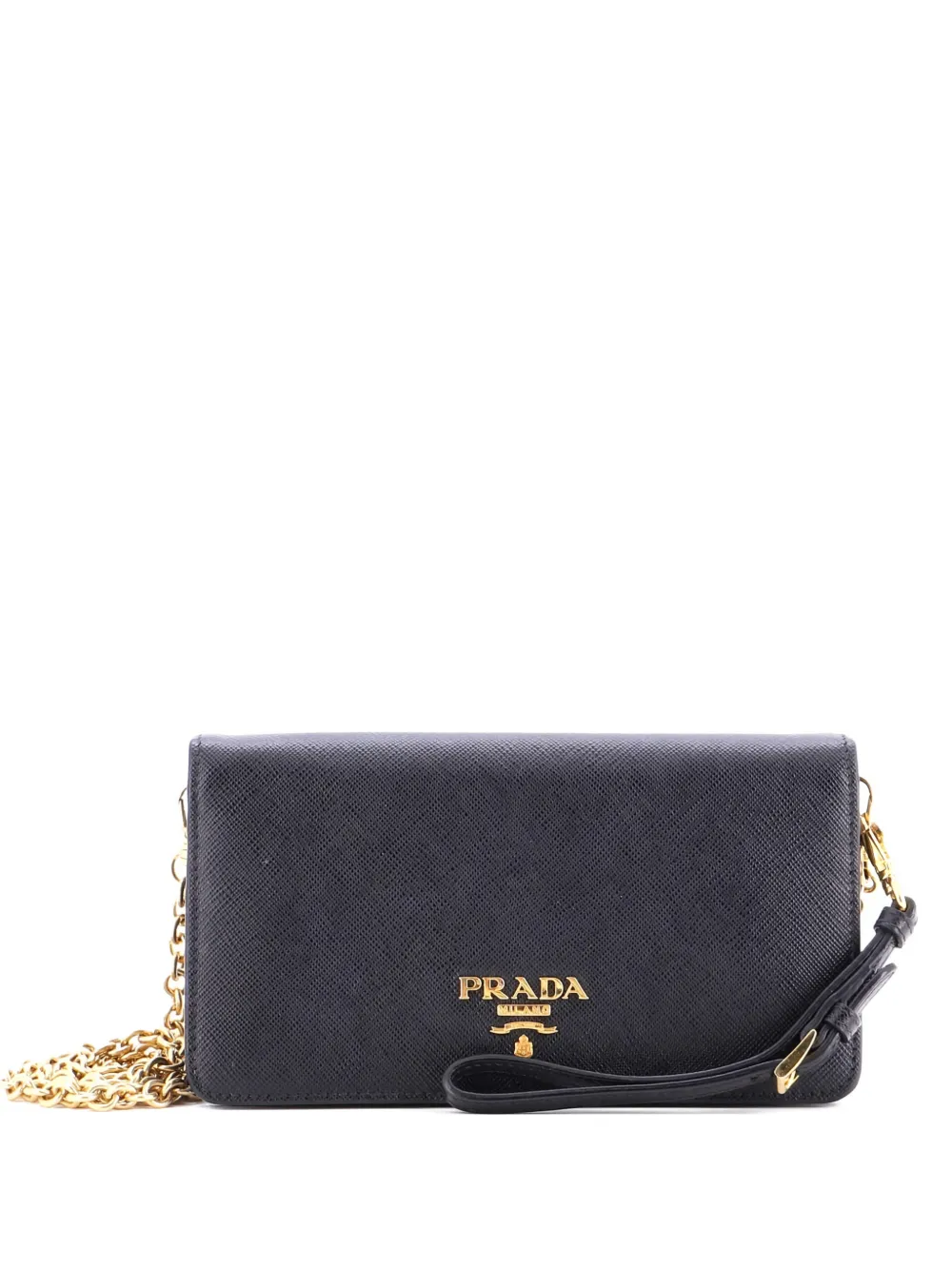Prada Pre-Owned Wristlet Wallet on Chain Saffiano Leather Mini clutch bag - Nero