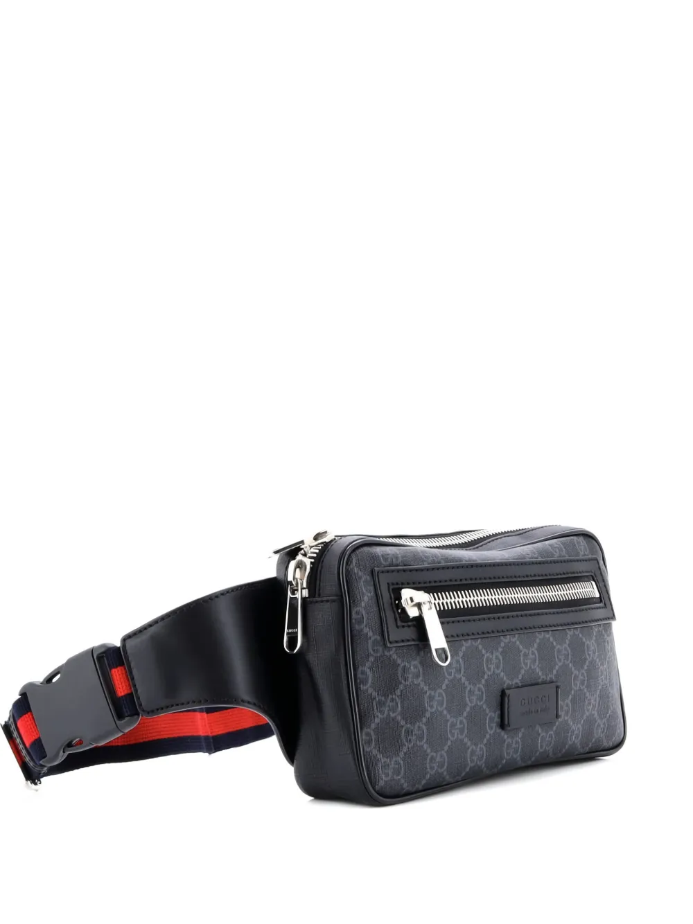 Pre-owned Gucci Soft Zip Gg Coated Canvas Small Belt Bag In Black