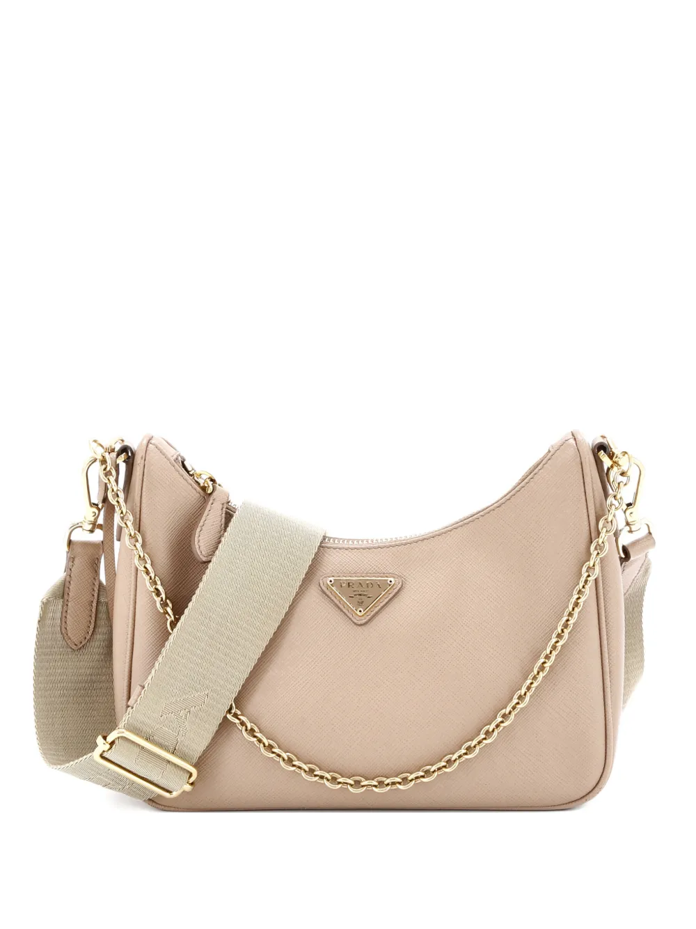 Pre-owned Prada Re-edition 2005 Shoulder Bag Saffiano Leather Small Crossbody Bag In Neutral