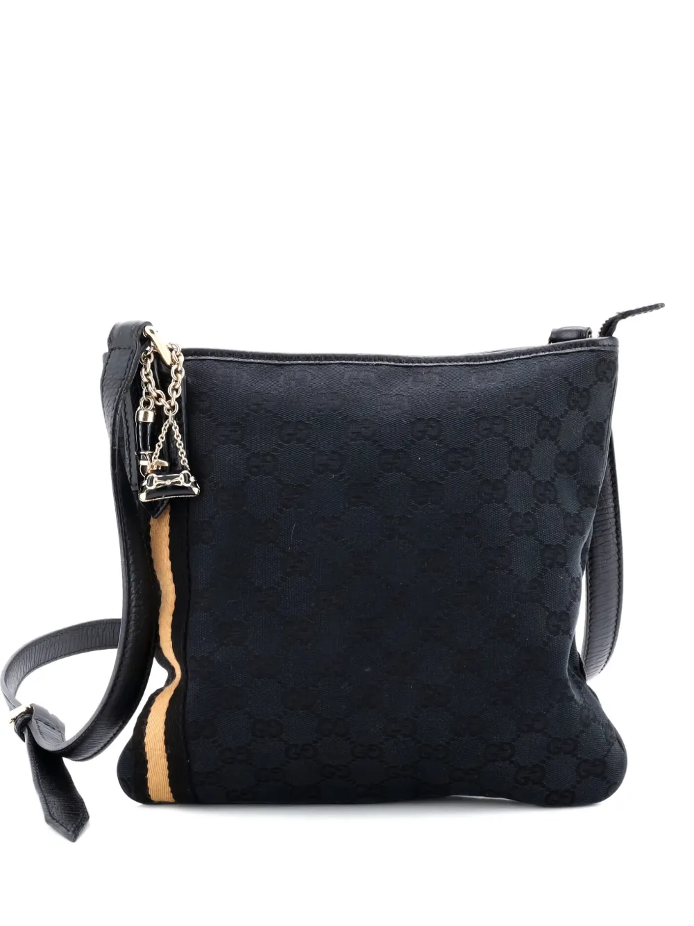 Pre-owned Gucci Jolicoeur Messenger Bag Gg Canvas Crossbody Bag In Black