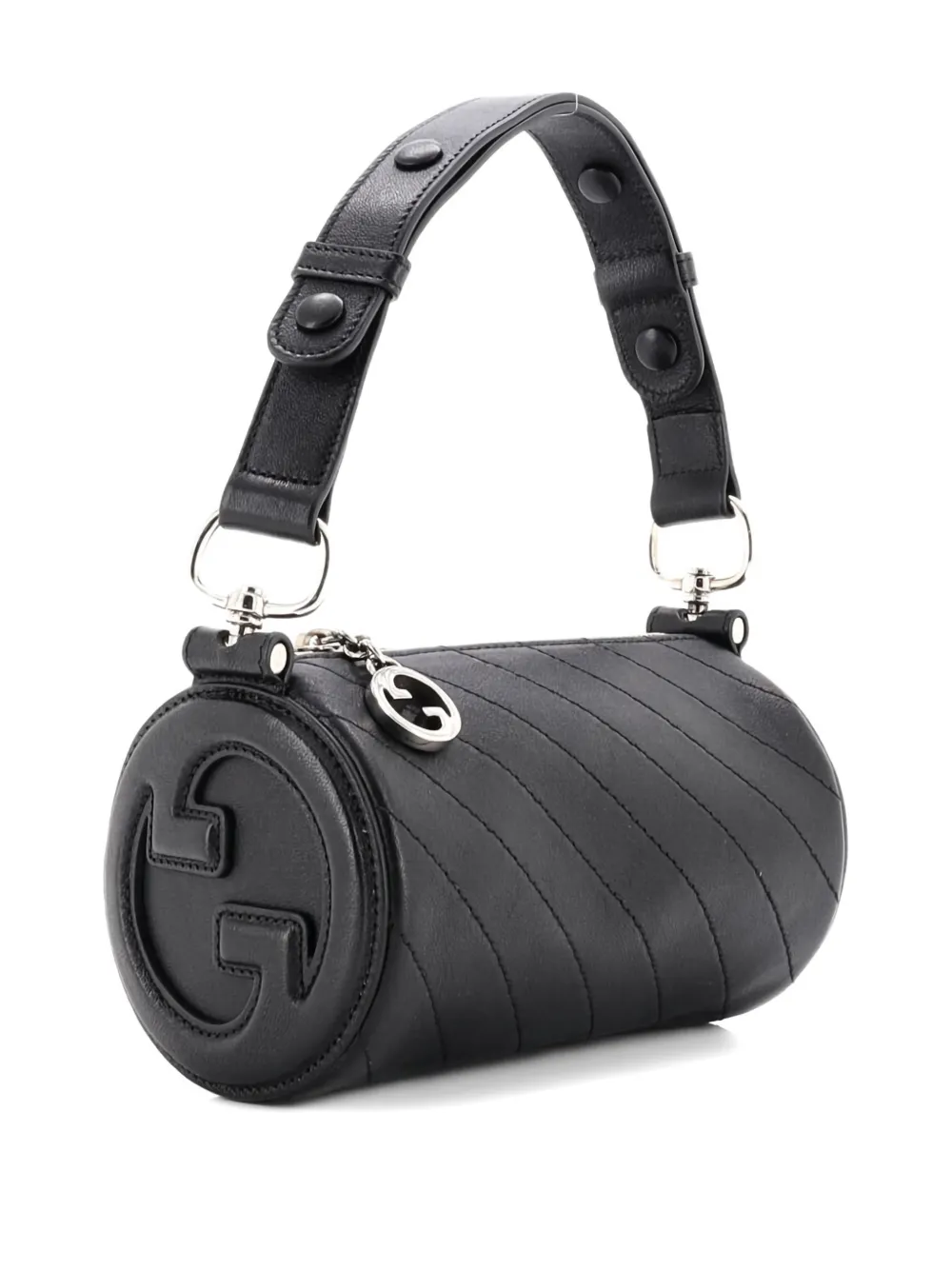 Pre-owned Gucci Blondie Diagonal Quilted Leather Mini Shoulder Bag In Black