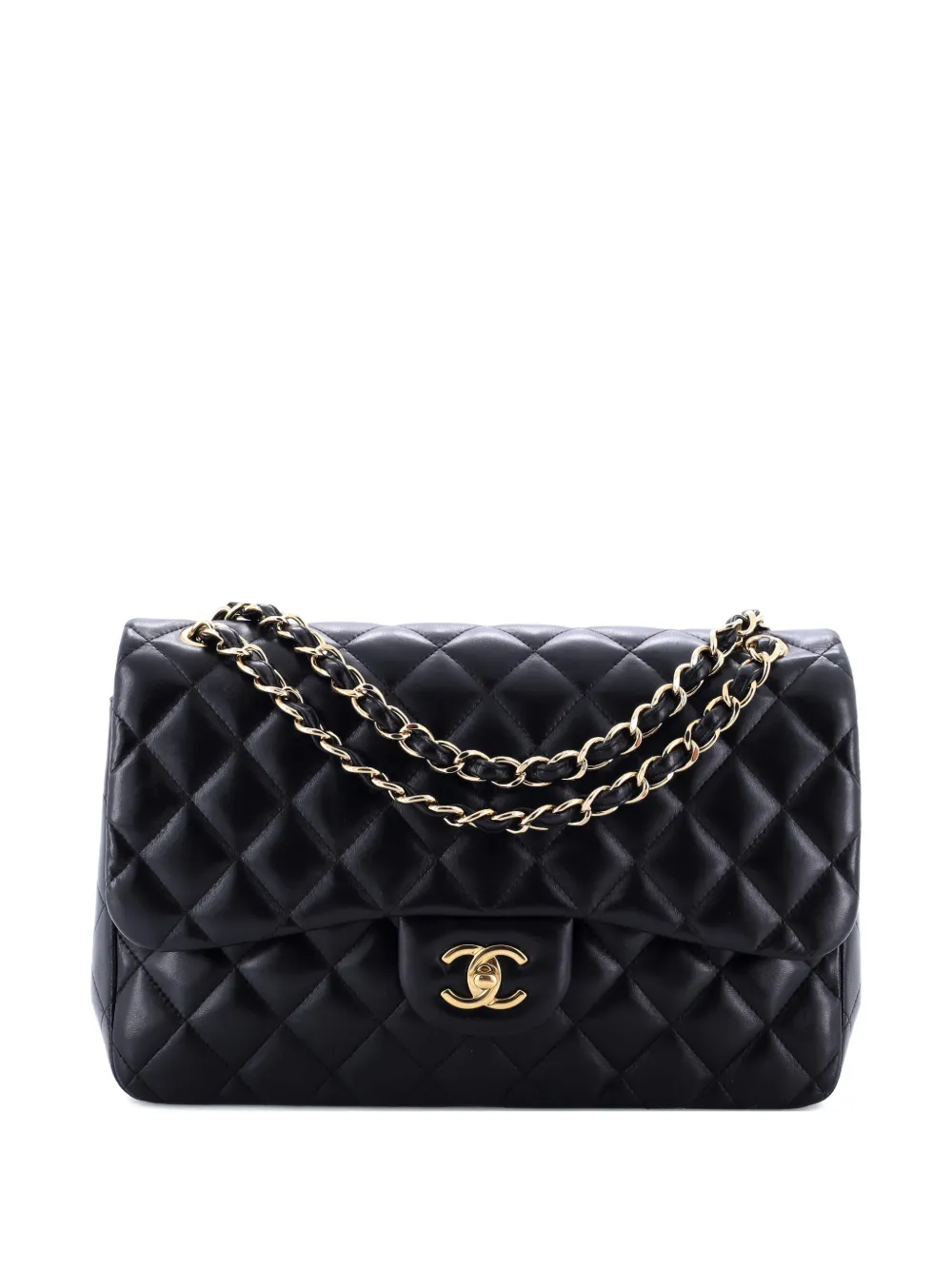 CHANEL Pre-Owned Classic Double Flap Bag Quilted Lambskin Jumbo shoulder bag - Nero